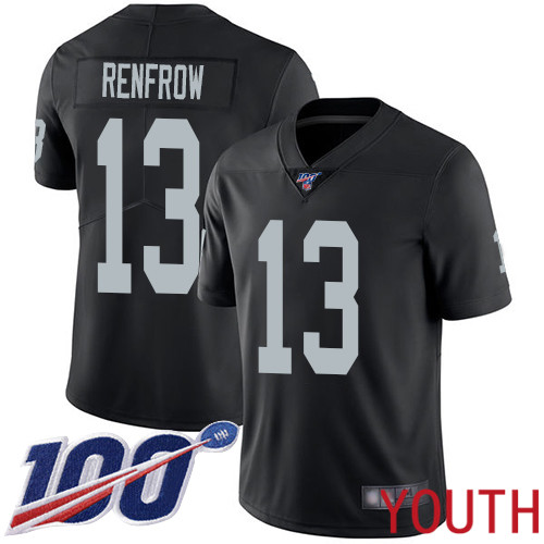 Oakland Raiders Limited Black Youth Hunter Renfrow Home Jersey NFL Football #13 100th Season Vapor Jersey